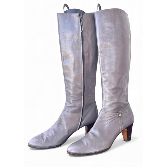 Salvatore Ferragamo Shoes - Salvatore Ferragamo Women’s Tall Leather Boots 10 AAA Gray – Made in Italy